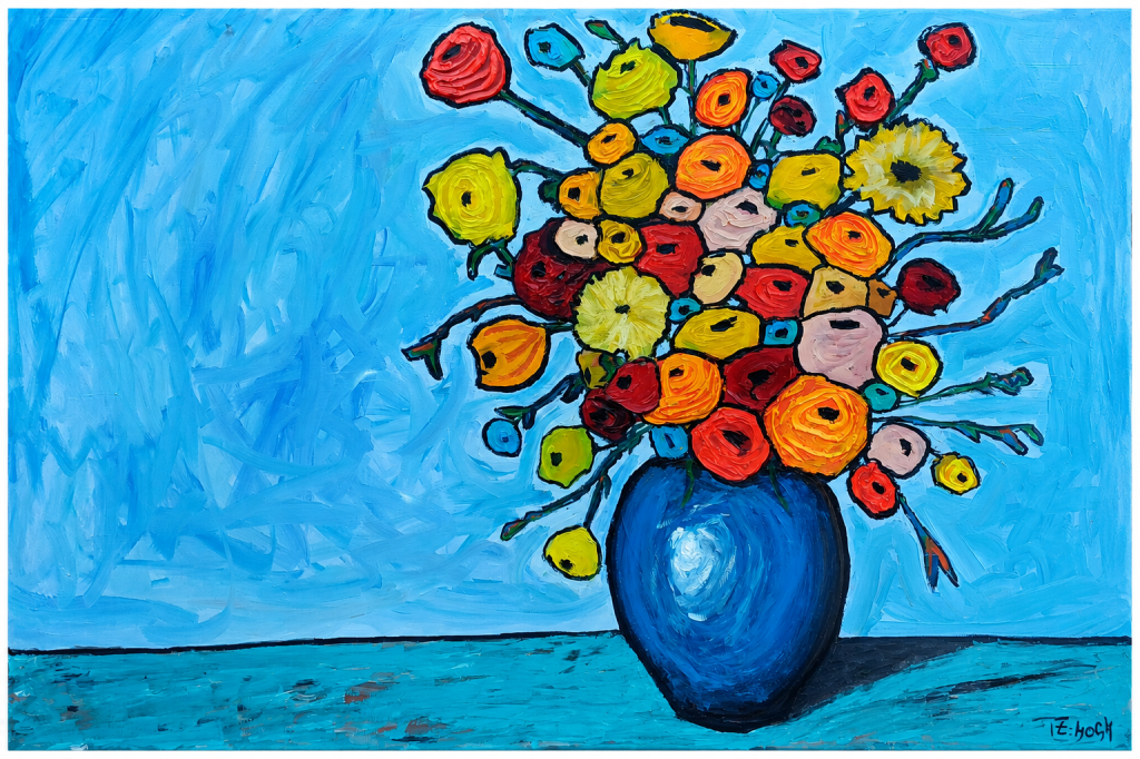 Blumen in blauer&nbsp;Vase